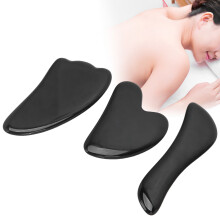 Obsidian-Gesicht-Gua Sha Werkzeug Tragbares Körper-Scraping-Set Schwarz