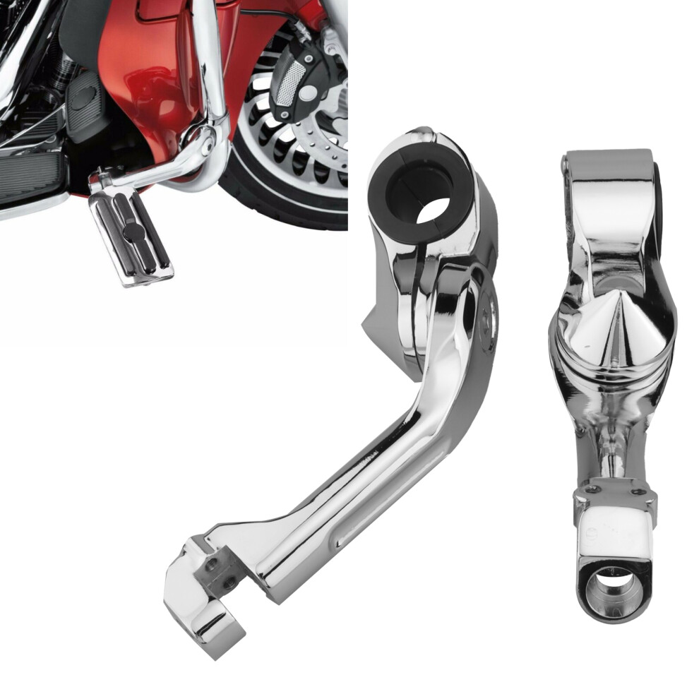 Long Angled Chrome Motorcycle Foot Peg Clamp Kit For 1-1/4In Engine Guards 9481358937667