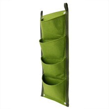 4-Pocket Vertical Felt Hanging Garden Bag for Herbs, Flowers & Vegetables