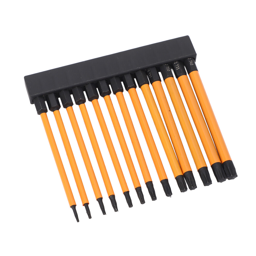 13 Pcs Star Screwdriver Bit Set 100Mm T5-T40 Hex 1/4" Steel 5071358942118
