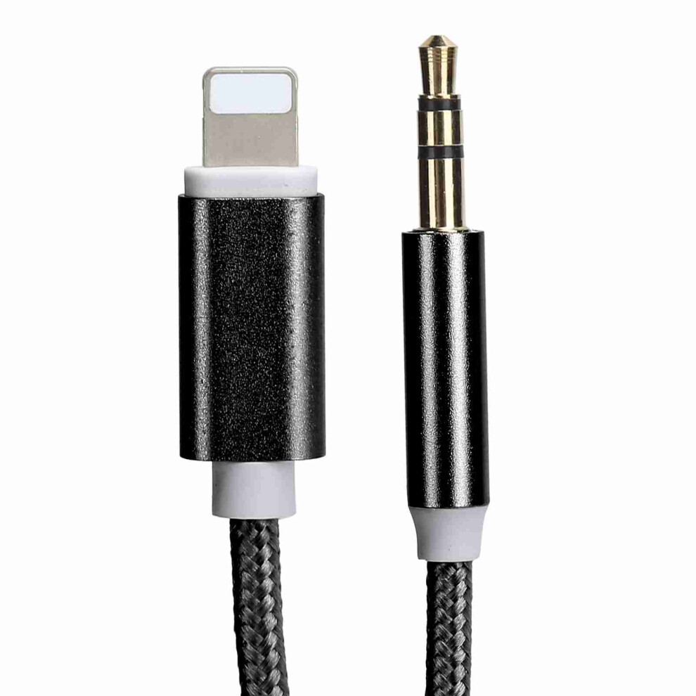 Nylon Braided Ios Aux Cord 3.5Mm Audio Adapter 1M Black 6951358944888
