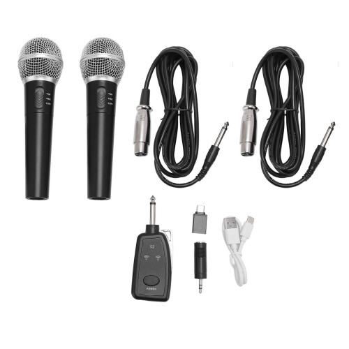 2PCS Wireless Dynamic Microphone Set with Receiver for Karaoke & Singing 1