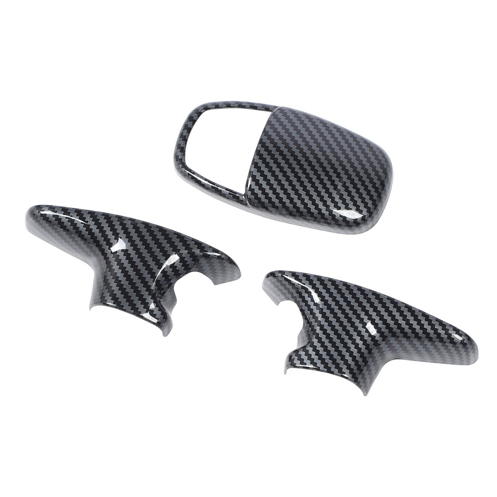 Carbon Fibre Pattern Gear Shift Knob Cover Trim Set Of 3 For Car Interior 5021358947453