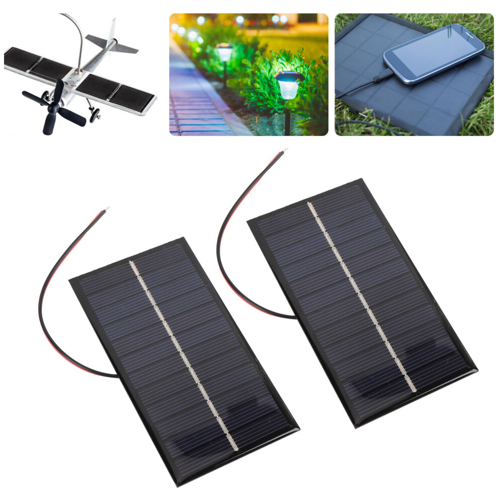 2Pcs 1W 6V Polycrystalline Silicon Solar Panel For Phone, Tablet, Camera (110X60mm) 5011358948710