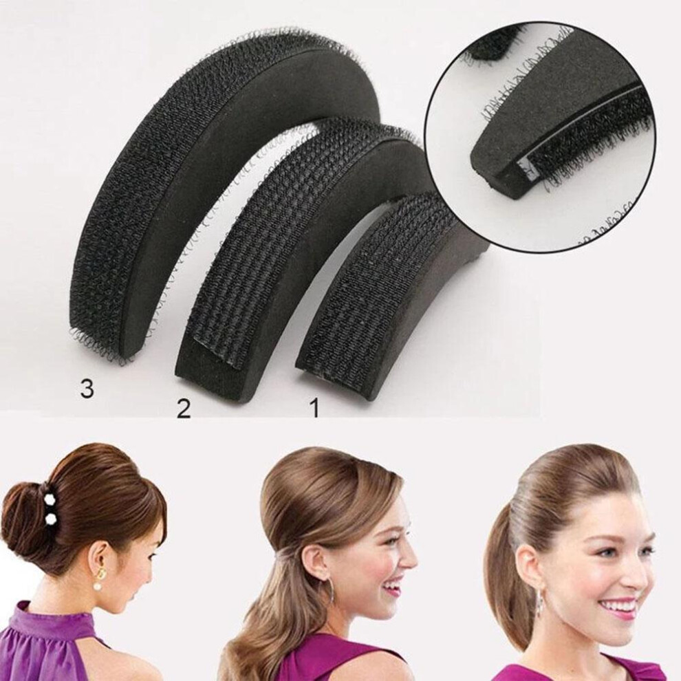 Unisex Black Hair Padding Foam Pack Â 3 Pcs/Set Bump Up Inserts For Voluminous Hair & Buns