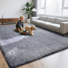 (Grey, 200 x 290 cm (6ft 7" x 9ft 6")) Thick Shaggy Rugs Living Room Indoor Outdoor Area Rugs Non Slip Runner Rugs