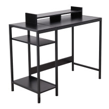 Black Office Desk Computer Desk with Monitor Stand