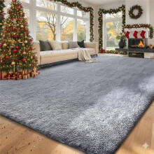 (200 cm x 290 cm (6ft 7" x 9ft 6")-_Extra Large Area Rugs, Grey) Non Slip Shaggy Large Rugs Living Room Bedroom Carpets Area Rug