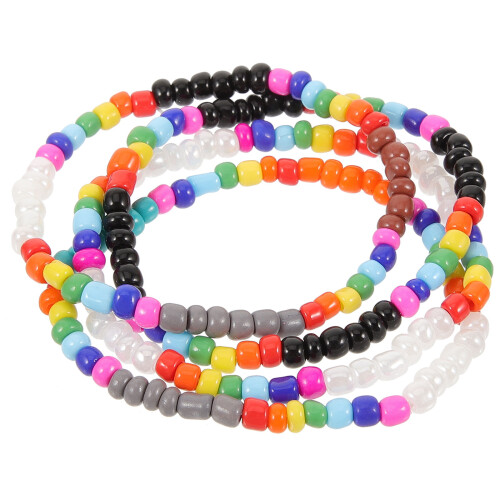 Beaded Bracelets Grey 4pcs 2.36x2.24x0.20in 2