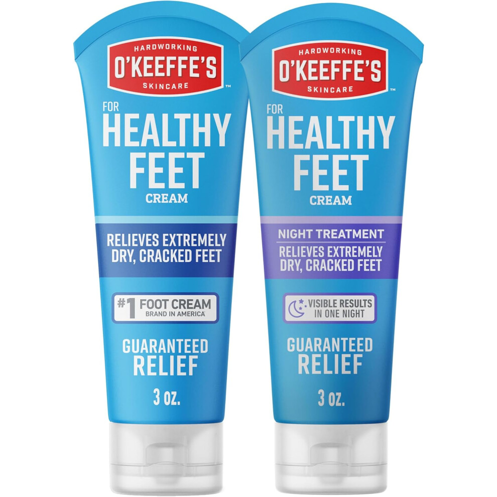 O'Keeffe's for Healthy Feet Foot Cream; 3.0 Ounce Tube | Healthy Feet Night Treatment Foot Cream - (Pack of 2)