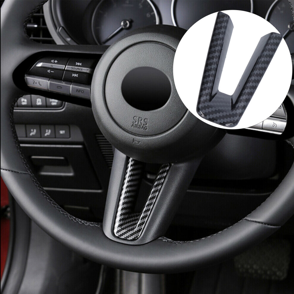 Carbon Fiber Style Steering Wheel Trim Fit Mazda 3 Hatchback Sedan Cx-30 8471358952709