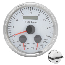 85mm 3-in-1 Oil Pressure Temp Tachometer Gauge 8000RPM Yachts Motorhomes