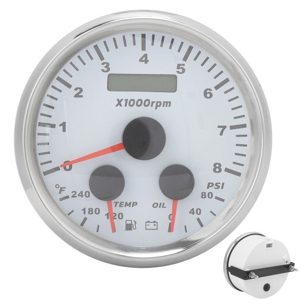 85Mm 3-In-1 Oil Pressure Temp Tachometer Gauge 8000Rpm Yachts Motorhomes 9301358954481