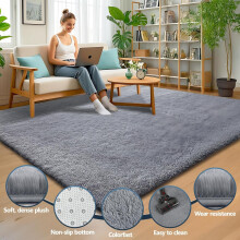 (160cm x 230cm (5ft 4" x 7ft 8")) Extra Large Shaggy Rugs Grey Non Slip Living Room Bedroom Carpets