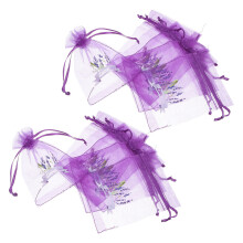20Pcs Small Purple Gauze Sachet Bags Drawstring Lavender Pouches
