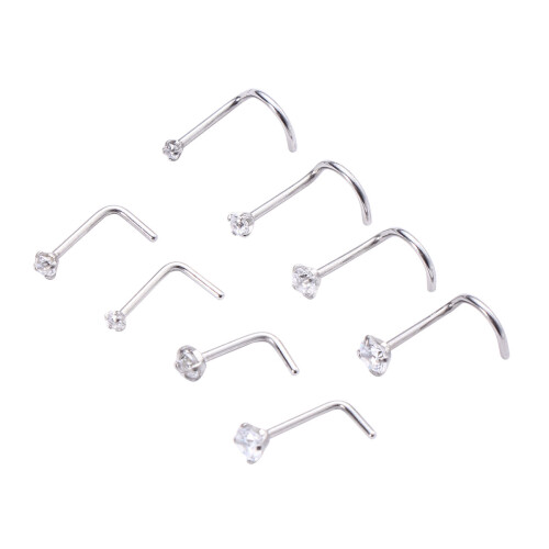 8Pcs Rostfritt Rhinestone Näshängen Nässtenar 1