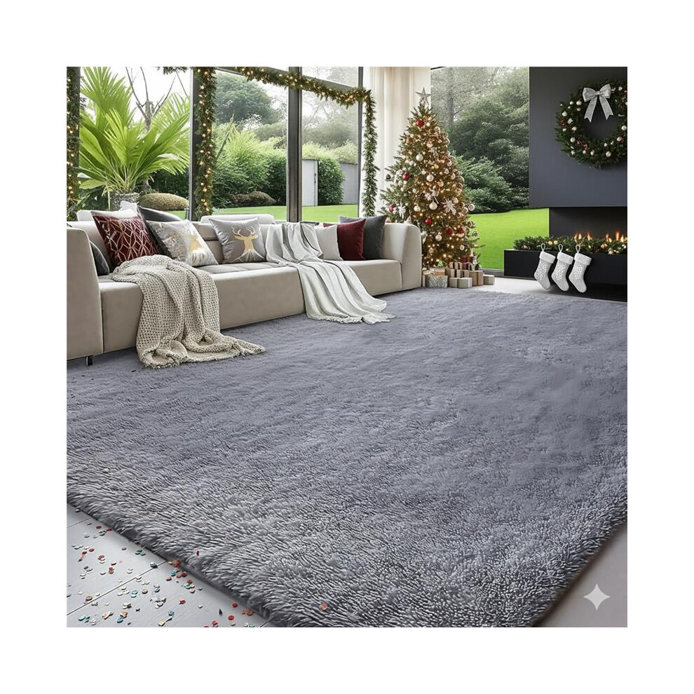 Moonlight Bedding Limited (160Cm X 230Cm (5Ft 4" X 7Ft 8")) Moonlight Non Slip Shaggy Rug Extra Large Grey