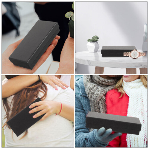 10Pcs Black Watch Box Cardboard Display Case With Cushion 2