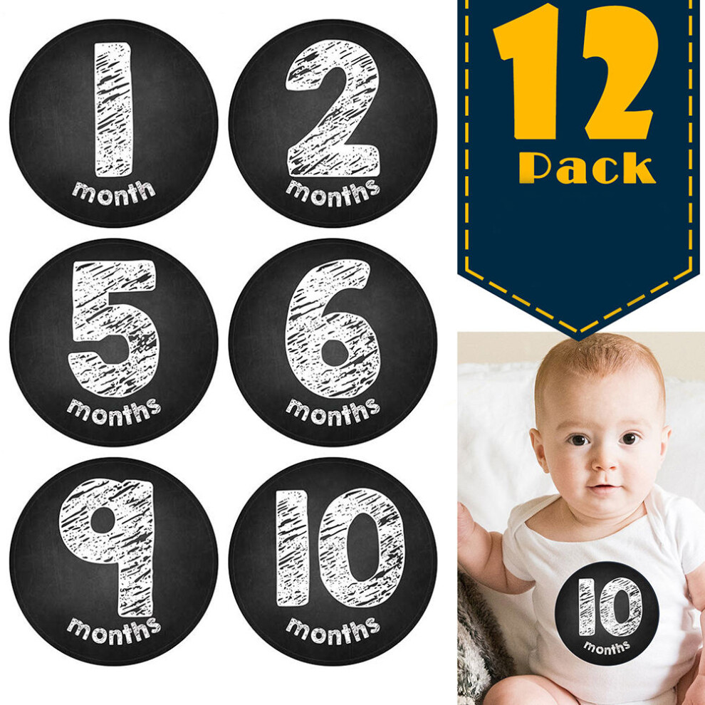 12 Pcs Simple Month Decals 12 Months Baby Milestone Sticker Happyyami
