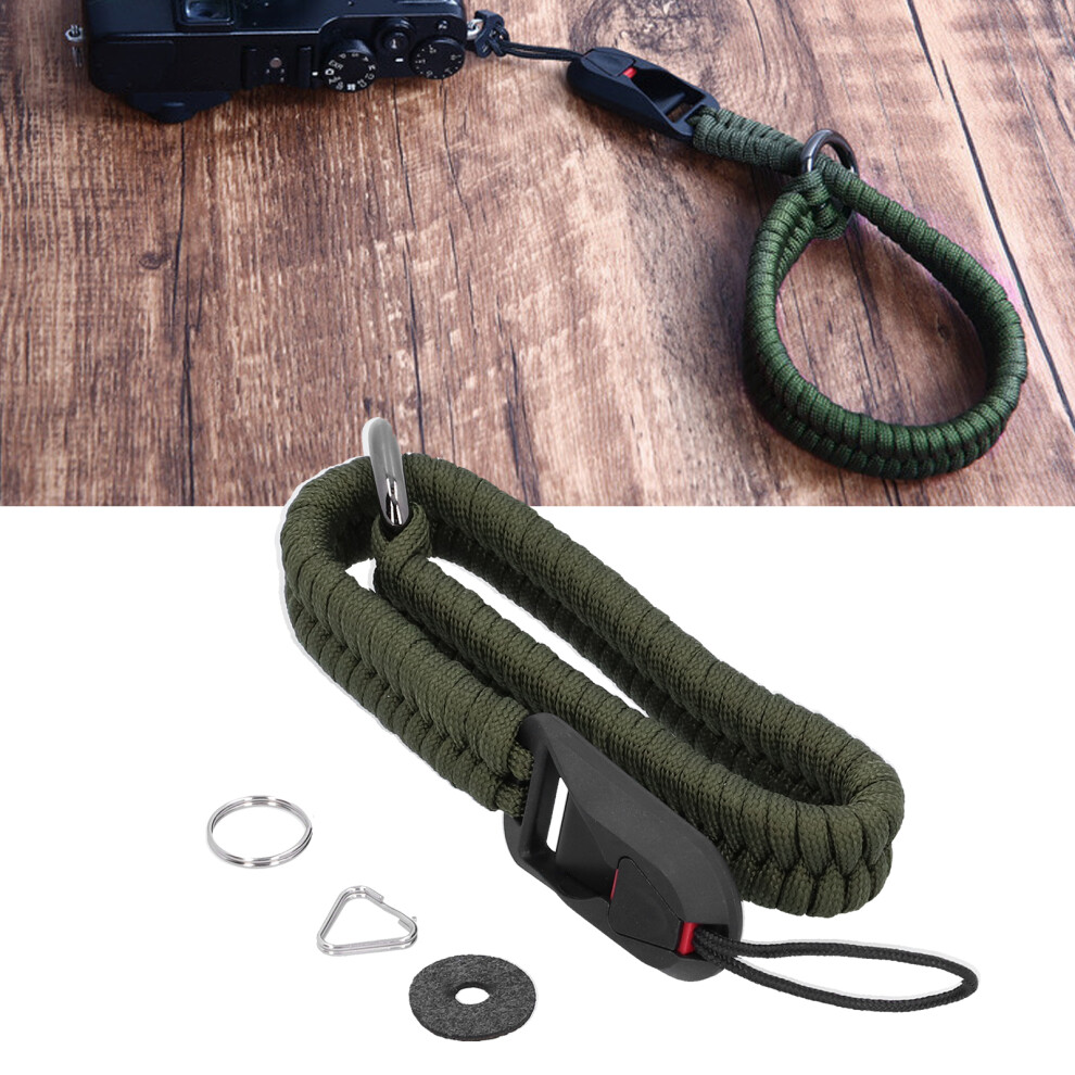 Adjustable Camera Wrist Strap - 15.7In Fiber Braid Lanyard Green 8451358958611