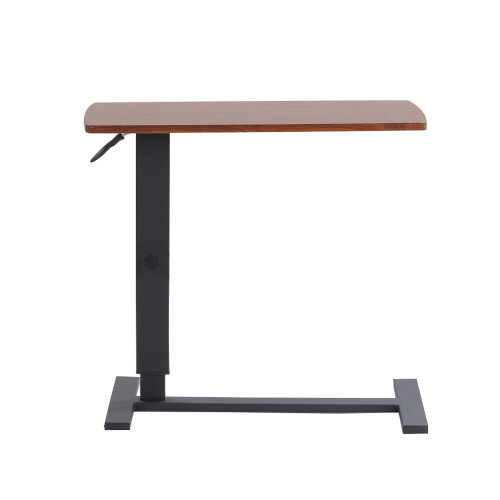 Living And Home Height Adjustable Mobile Table Overbed Desk with Wheels, Walnut 2