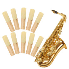 10PCS Alto Bamboo Saxophone Reeds with Protective Cover, Wood Color