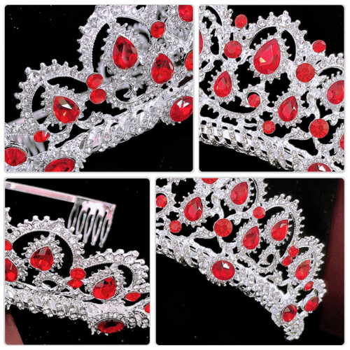 Tiare Rouge En Cristal Commode Pour Décoration Mariage 2