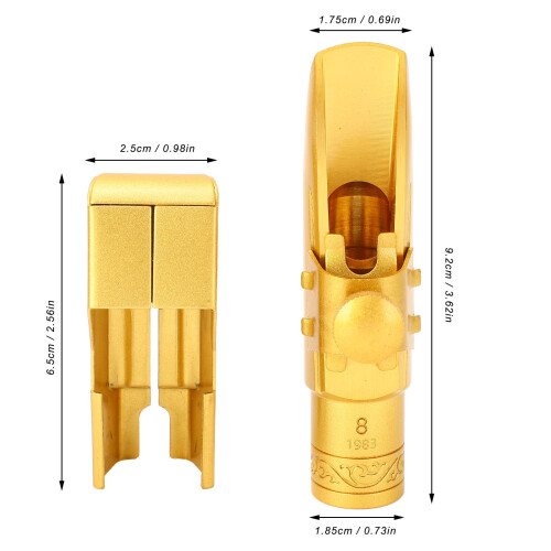 Gold Plated Brass Alto Sax Mouthpiece 8C E Flat Replacement 1