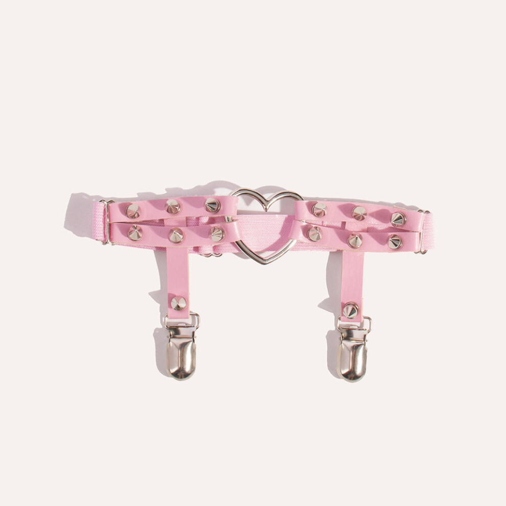 (Pink) Thigh Garter Women Belt Decor With Metal Loop Fasteners Intimate For Apparel-image-OPC-PMT5BHY-NEW