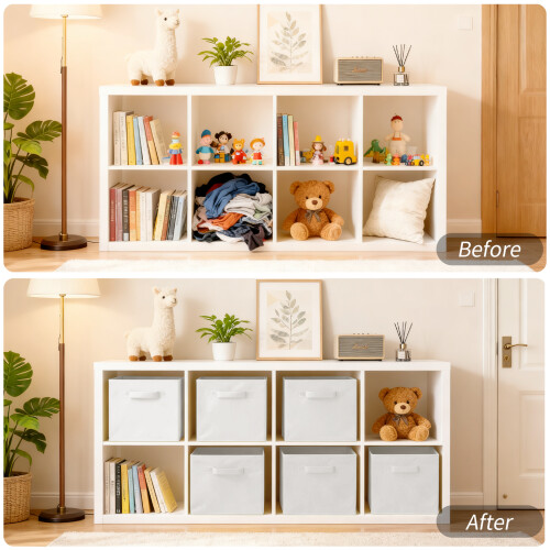 AINPECCA 6PCS Foldable Storage Collapsible Box Home White 2