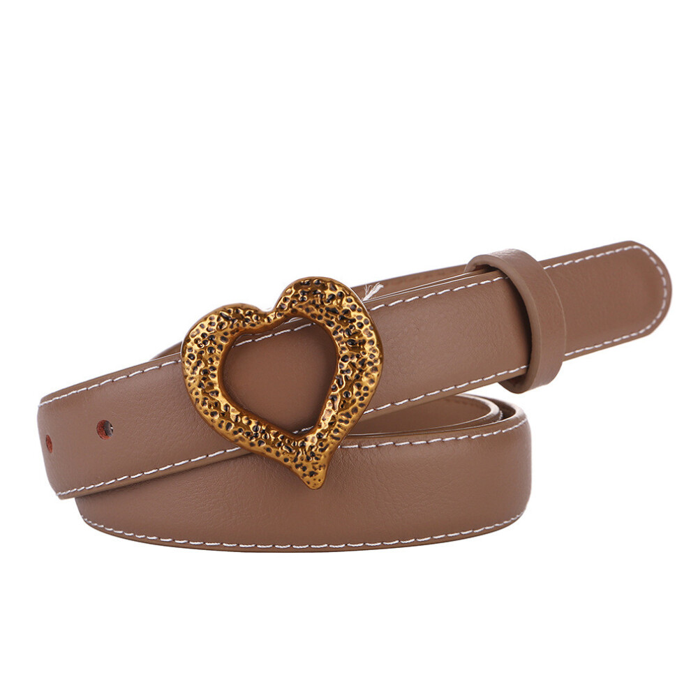 (Apricot) Leather Waist Strap With Alloy Heart Buckle For Women Trend Wear Casual Gift-image-OPC-PMT5BWQ-NEW