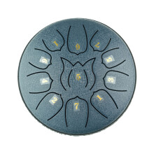 6 Inch Steel Tongue Drum, 11 Notes, Portable Percussion, Purple, Green, Navy Blue