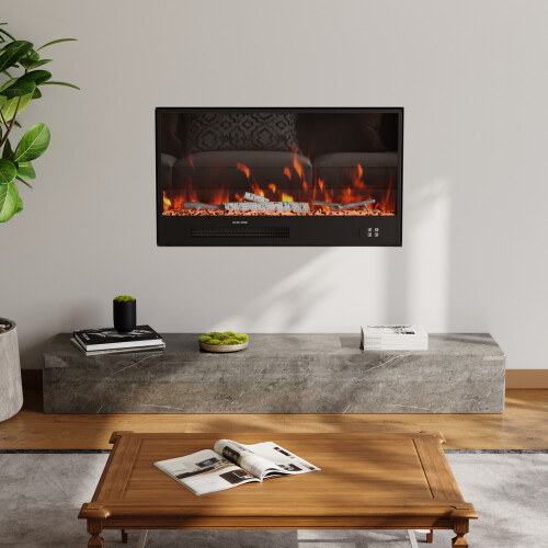 Living And Home 33inch Recessed Electric Fireplace with Remote Control 1