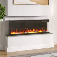 80 Inch Recessed and Freestanding Electric Fireplace with Remote Control