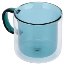 250 ml leichter grüner doppelwandiger Borosilikat-Glassbecher, 8,38 cm