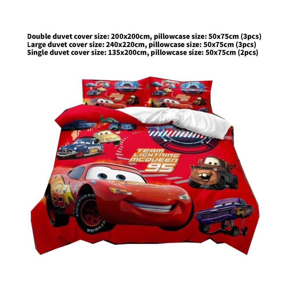 (200x200cm) Cars Mcqueen Lightning Print Design Bedding And Pillowcase Three Set Piece Decor