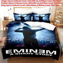 (Blue, Single(135x200cm)) Eminem Digital 3d Print Pattern Duvet Cover Pillowcase Set Gift Bedroom Bedding