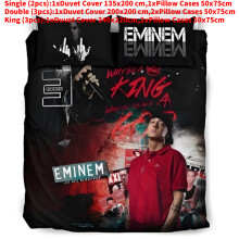 (Red Black, Double(200x200cm)) Eminem Digital 3d Print Pattern Duvet Cover Pillowcase Set Gift Bedroom Bedding