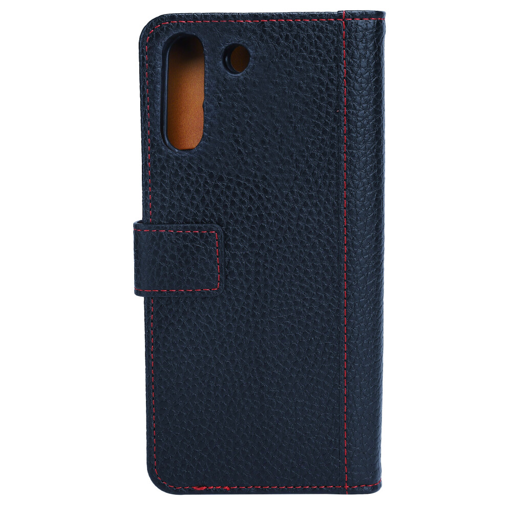 Shockproof Leather Phone Case for Samsung S21 FE with Card Slot, Black-image-OPC-PMT68QJ-NEW