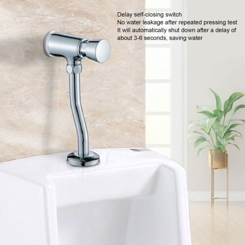 G1/2 Urinal Flush Valve Set Wall-Mount Chrome Hand-Press Operation 2