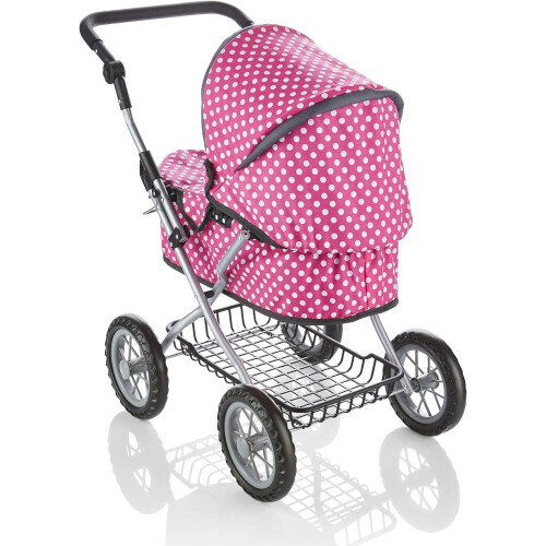 Molly Dolly Pink Dolls Pram With Adjustable Handle 2