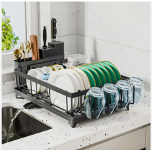 Dish Drainer Rack-With Cutlery Cup Holder-Utensil Holder For Kitchen Counter