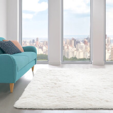 Shaggy Large Anti Slip Washable Rugs Soft Fluffy Living Room Bedroom Carpet Mat White_160 x 230 cm