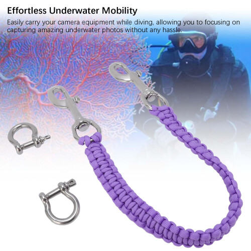 Dive Camera Hand Strap with Stainless Steel Rope Swing Hook Durable Wrist Strap 2