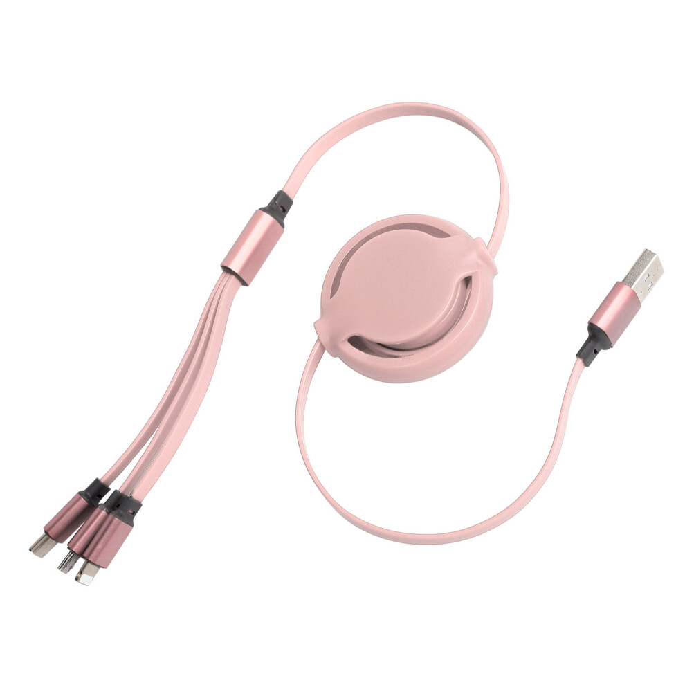 3-In-1 Retractable Usb Charging Cable For Ios/Type C/Micro Pink 6921358991977