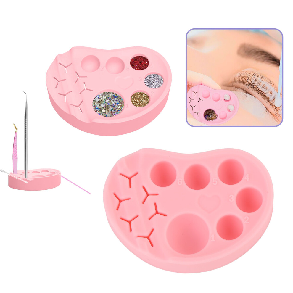Pink Silicone Eyelash Lift Palette Tweezers Storage Makeup Tool