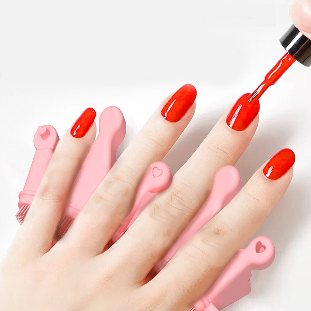 2pcs Pink Silicone Fingernail Separator & Nail Brush for Salon, Multifunctional