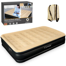 (High Raised Queen AirBed) Crystals Inflatable High Raised Double Air Bed Mattress with Built-in Electric Pump - Available in 3 Sizes