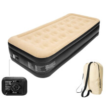 (Default) Crystals Single High Raised Inflatable Air Bed Mattress with Built-in Electric Pump, 77x38x18.5 inches