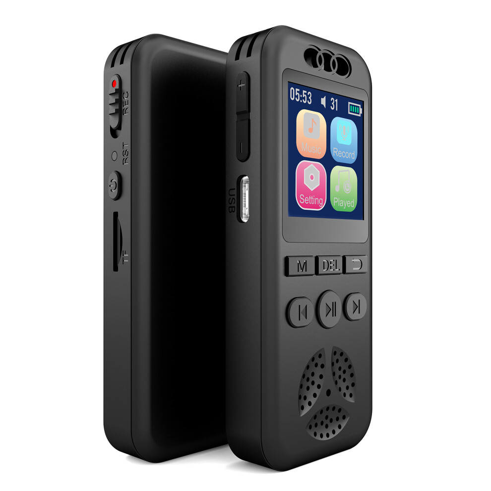 Digital Voice Recorder 1.44" Screen, 8-64Gb, Portable Mp3 Recorder Black 8411358996358